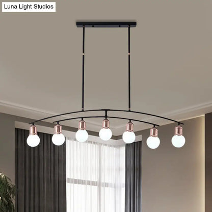 DecorBites™ Minimalistic Linear Chandelier - 5/7 Lights, Black/White Metal Finish, Island Light