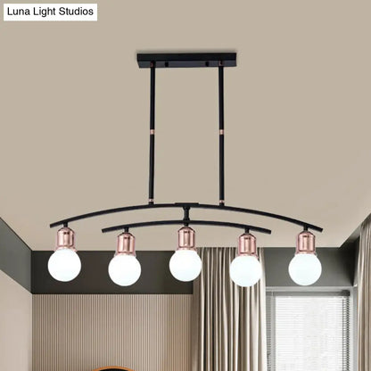 DecorBites™ Minimalistic Linear Chandelier - 5/7 Lights, Black/White Metal Finish, Island Light