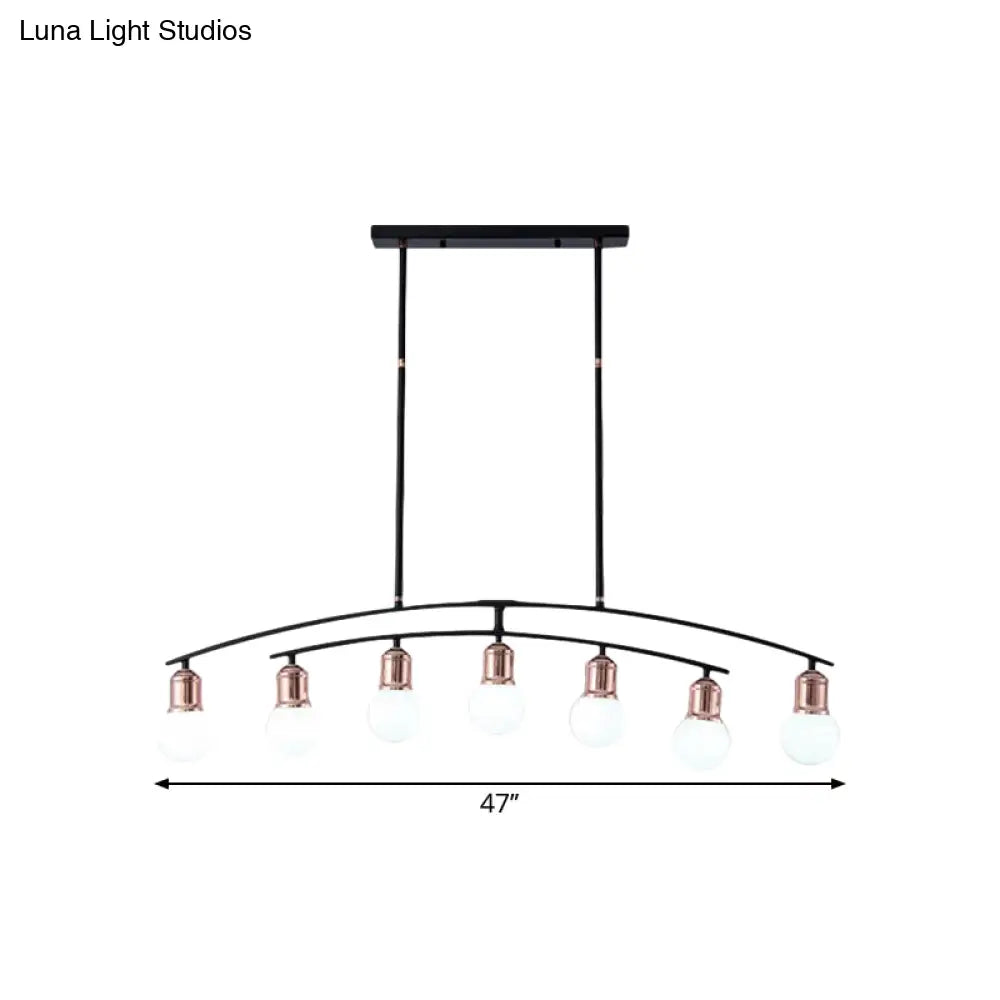DecorBites™ Minimalistic Linear Chandelier - 5/7 Lights, Black/White Metal Finish, Island Light