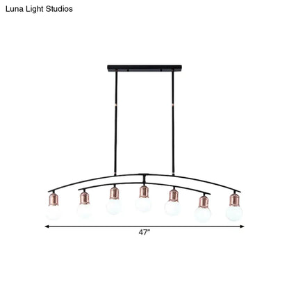 DecorBites™ Minimalistic Linear Chandelier - 5/7 Lights, Black/White Metal Finish, Island Light