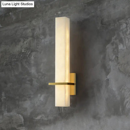 Minimalistic marble wall sconce amber glass bedroom light 110v-120v