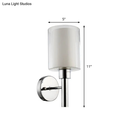 DecorBites™ Minimalistic Metal Pencil Arm Sconce - 1 Head Wall Mount Light Fixture in Chrome for Stairway