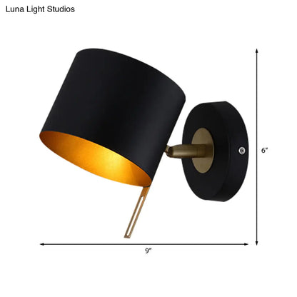 DecorBites™ Minimalistic Metallic Cylinder Wall Mount Sconce - 5" Width - 1 Light - Black/Pink/Yellow/Blue - Ideal for Corridors