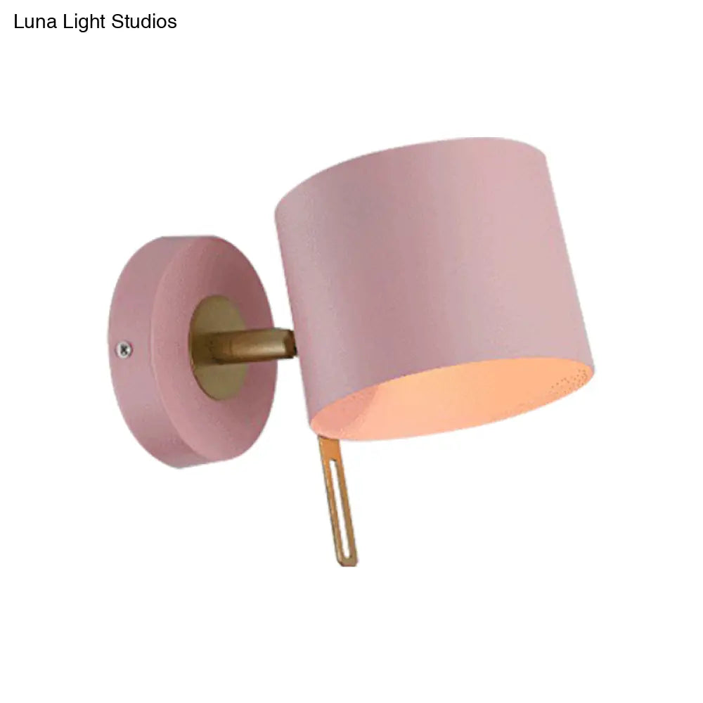 DecorBites™ Minimalistic Metallic Cylinder Wall Mount Sconce - 5" Width - 1 Light - Black/Pink/Yellow/Blue - Ideal for Corridors