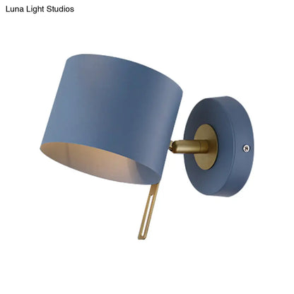 DecorBites™ Minimalistic Metallic Cylinder Wall Mount Sconce - 5" Width - 1 Light - Black/Pink/Yellow/Blue - Ideal for Corridors