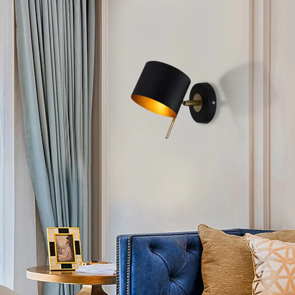 DecorBites™ Minimalistic Metallic Cylinder Wall Mount Sconce - 5" Width - 1 Light - Black/Pink/Yellow/Blue - Ideal for Corridors