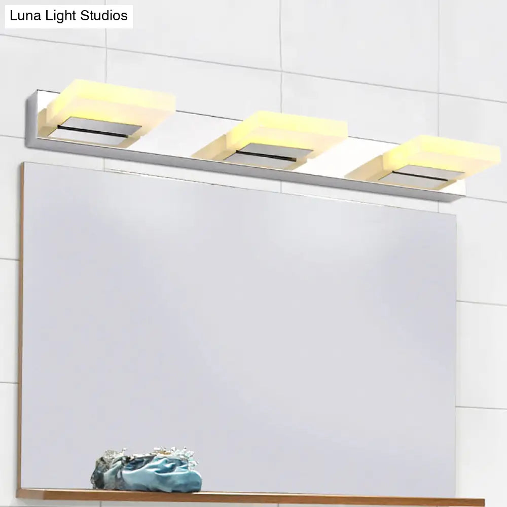 DecorBites™ Minimalistic Rotatable LED Vanity Lamp: Square Acrylic & Nickel Wall Sconce Lighting for Bath