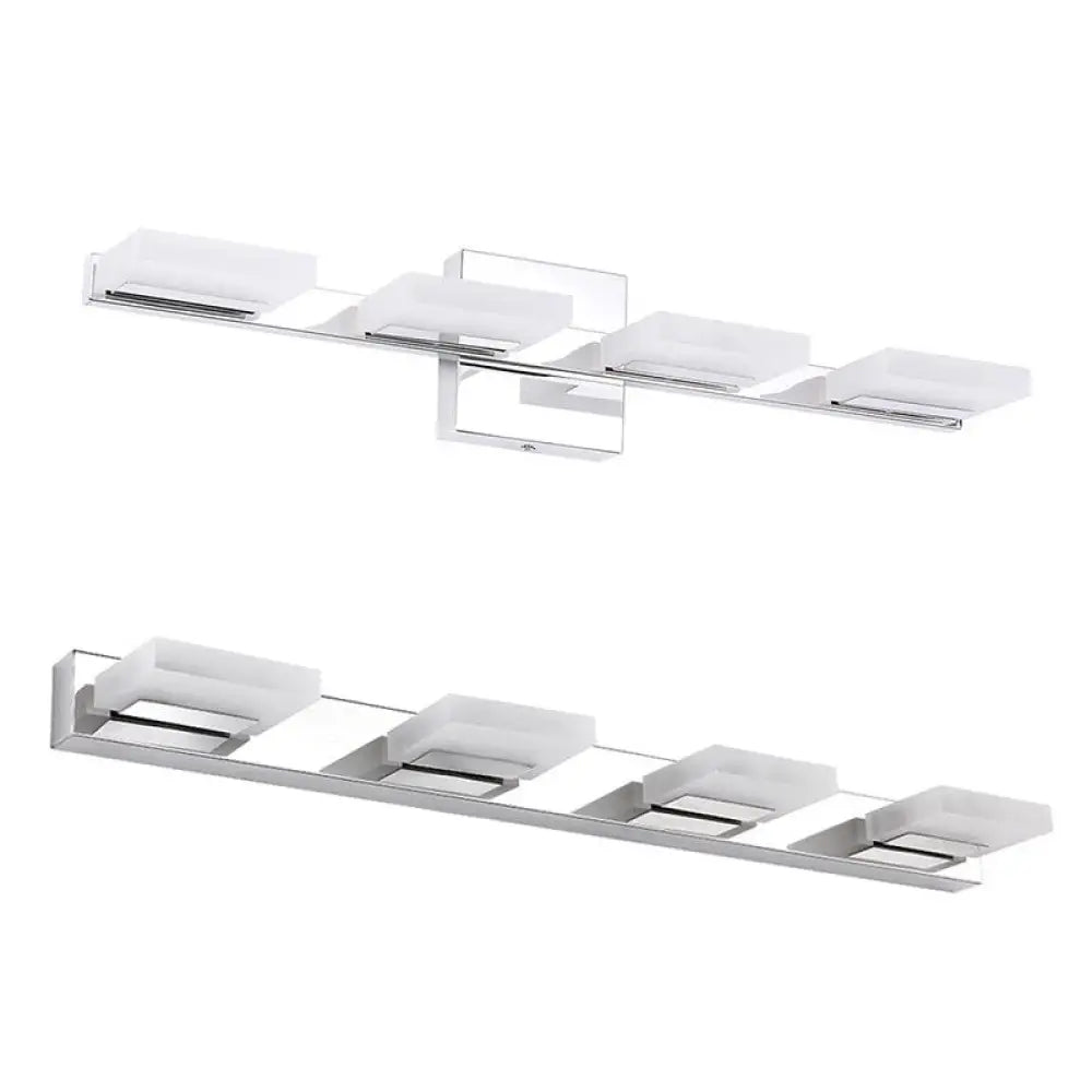 DecorBites™ Minimalistic Rotatable LED Vanity Lamp: Square Acrylic & Nickel Wall Sconce Lighting for Bath