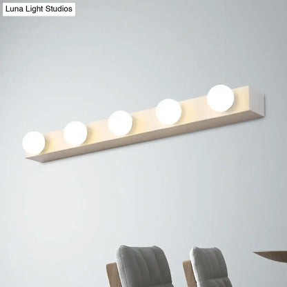 Minimalistic white 4 light vanity lighting fixture – bathroom open bulb