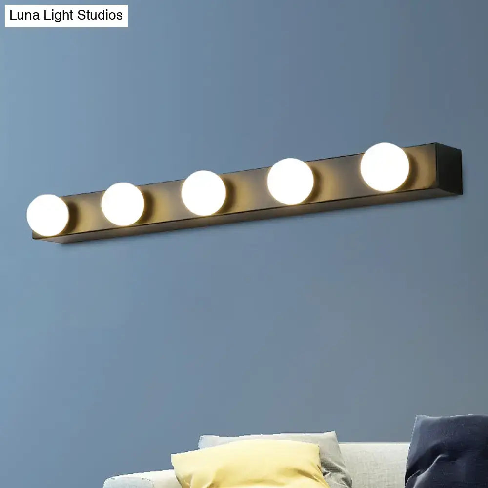 Minimalistic white 4 light vanity lighting fixture – bathroom open bulb