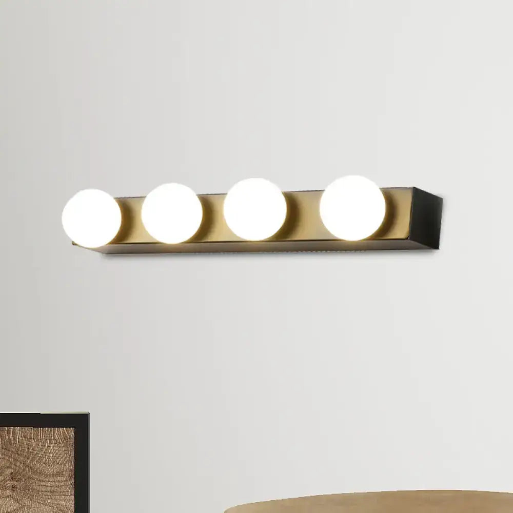 Minimalistic white 4 light vanity lighting fixture – bathroom open bulb