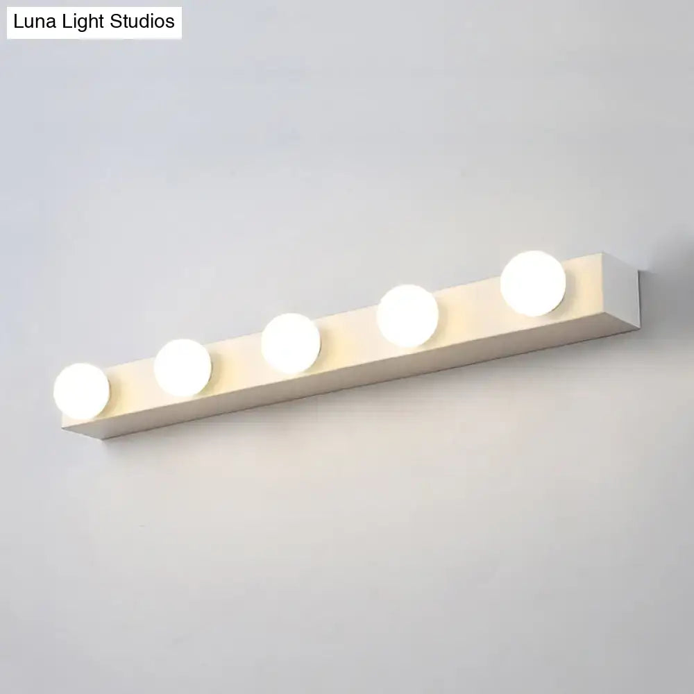 Minimalistic white 4 light vanity lighting fixture – bathroom open bulb