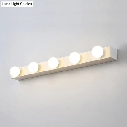 Minimalistic white 4 light vanity lighting fixture – bathroom open bulb
