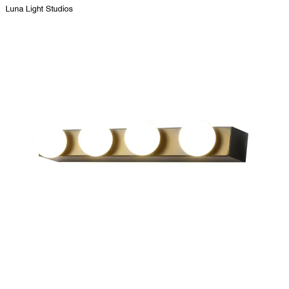 Minimalistic white 4 light vanity lighting fixture – bathroom open bulb