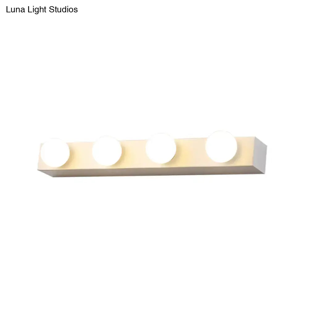 Minimalistic white 4 light vanity lighting fixture – bathroom open bulb
