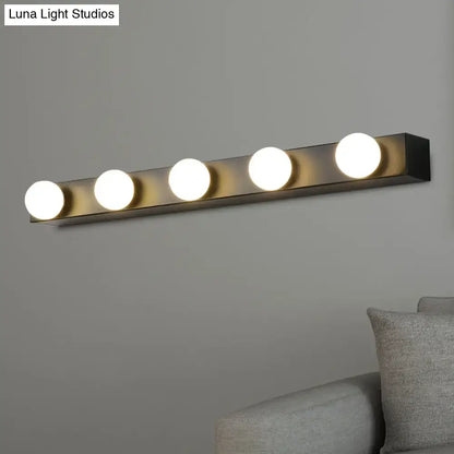 Minimalistic white 4 light vanity lighting fixture – bathroom open bulb