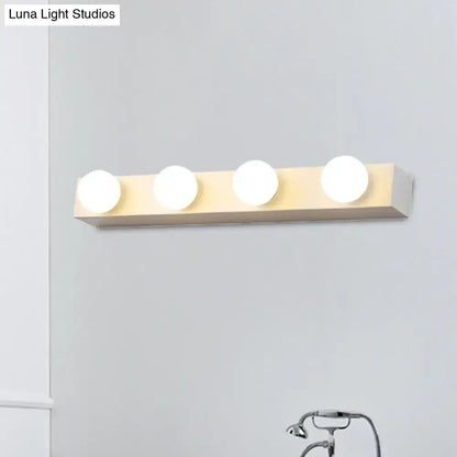 Minimalistic white 4 light vanity lighting fixture – bathroom open bulb
