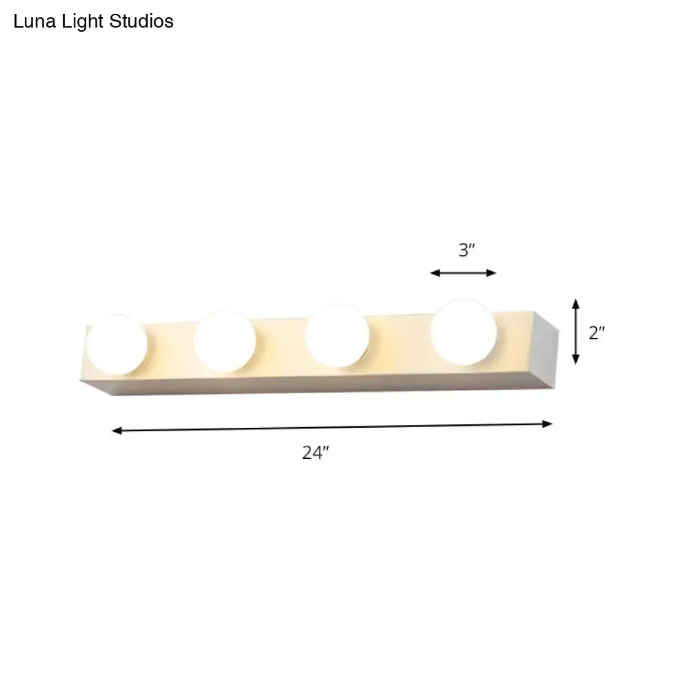 Minimalistic white 4 light vanity lighting fixture – bathroom open bulb