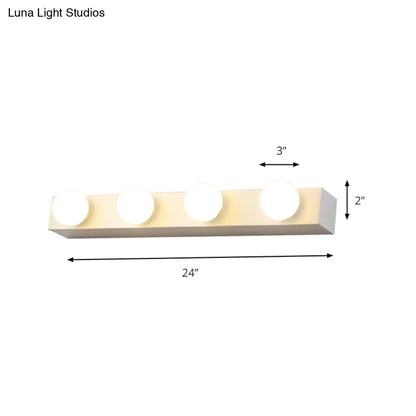 Minimalistic white 4 light vanity lighting fixture – bathroom open bulb