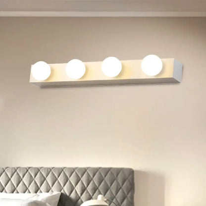 Minimalistic white 4 light vanity lighting fixture – bathroom open bulb