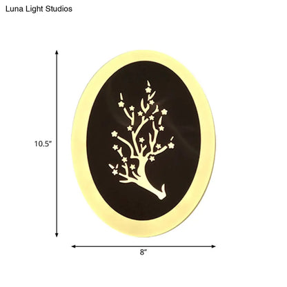 DecorBites™ Minimalistic White Acrylic LED Wall Lamp for Bedroom - Diamond Twig Flower Design