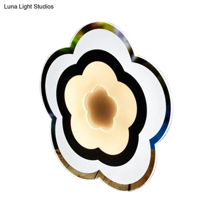 DecorBites™ Minimalistic White Acrylic LED Wall Lamp for Bedroom - Diamond Twig Flower Design