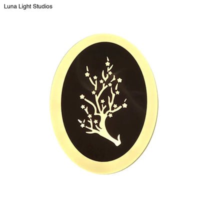 DecorBites™ Minimalistic White Acrylic LED Wall Lamp for Bedroom - Diamond Twig Flower Design