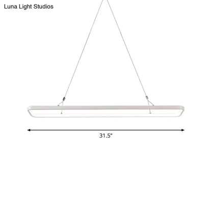 DecorBites™ Minimalistic White LED Pendant Light for Dining Room with Acrylic Shade - Rectangle Shape, Warm/White Light - Various Sizes Available