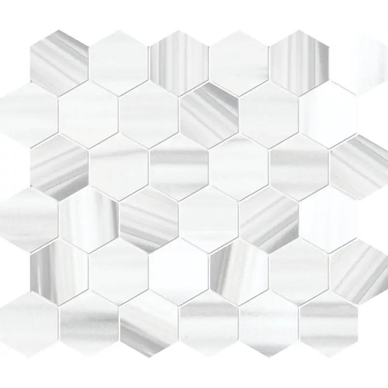 Mink White Honed Hexagon Marble Mosaics 10 3/8x12