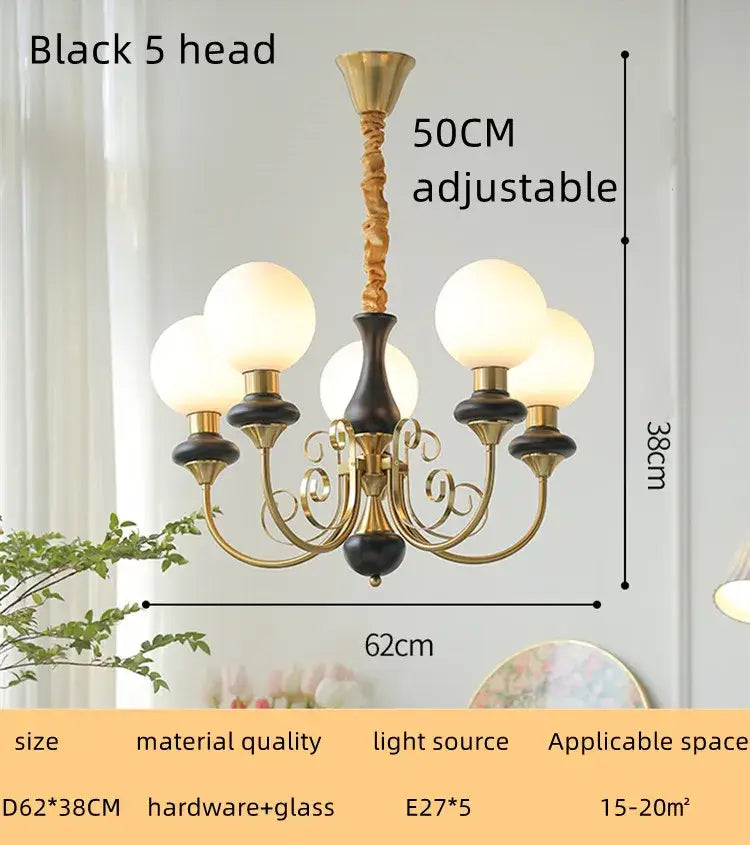 Mint and gold cream style led chandelier dining room light