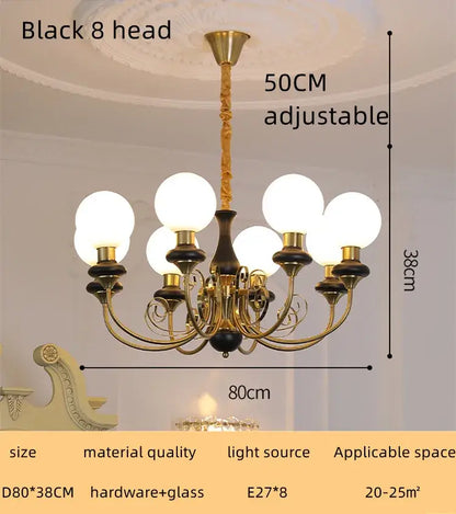 Mint and gold cream style led chandelier dining room light