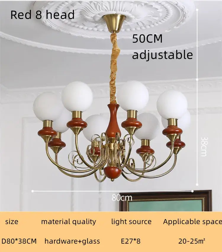 Mint and gold cream style led chandelier dining room light