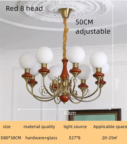 Mint and gold cream style led chandelier dining room light