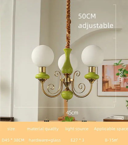 Mint and gold cream style led chandelier dining room light