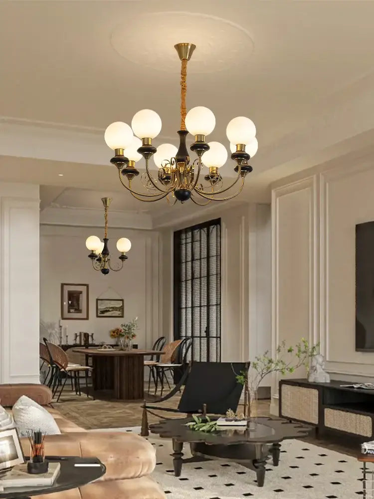 Mint and gold cream style led chandelier dining room light