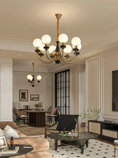 Mint and gold cream style led chandelier dining room light