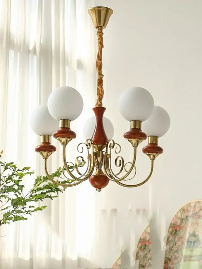 Mint and gold cream style led chandelier dining room light