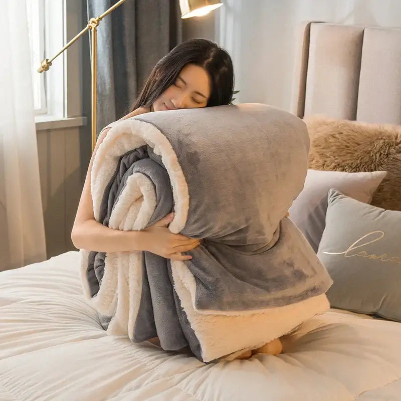 Mint & cream flannel duvet cover bedroom fleece blanket