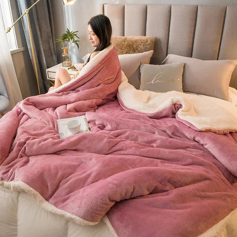 Mint & cream flannel duvet cover bedroom fleece blanket