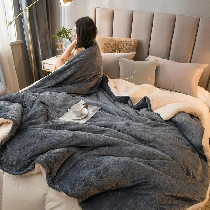 Mint & cream flannel duvet cover bedroom fleece blanket