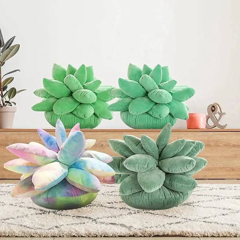 Mint green 3d succulent cactus pillow living room plush cushion