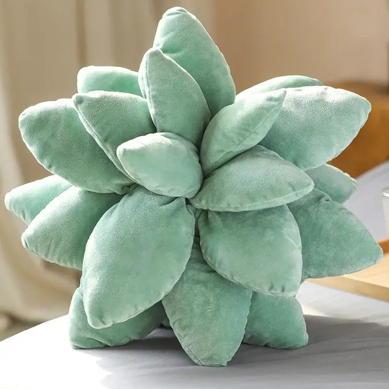 Mint green 3d succulent cactus pillow living room plush cushion