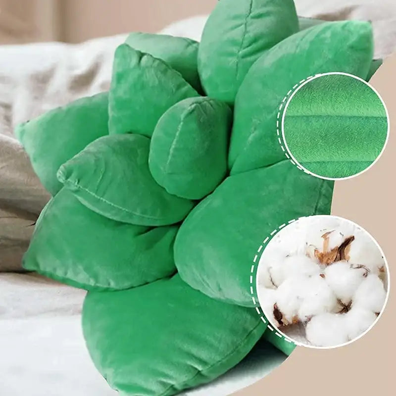 Mint green 3d succulent cactus pillow living room plush cushion