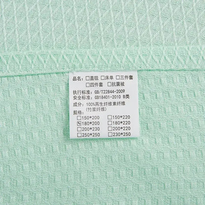 Mint green bamboo fiber cooling summer blanket bedroom diamond quilt
