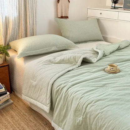 Mint green cotton summer cooling blanket bedroom quilted comforter