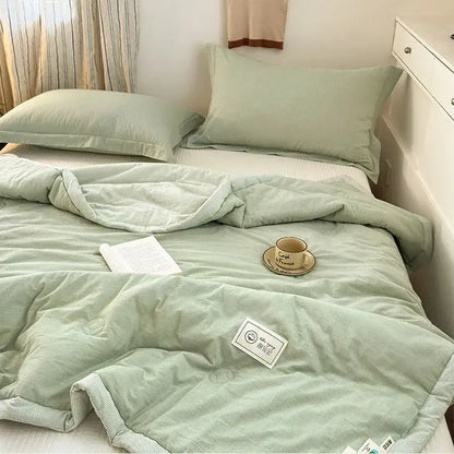 Mint green cotton summer cooling blanket bedroom quilted comforter
