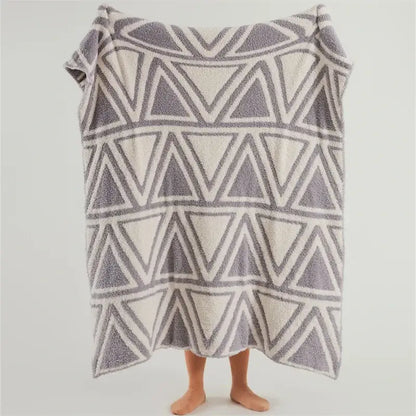 Mint green & cream knitted jacquard blanket bedroom throw