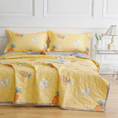 Mint green daisy print quilt set bedroom diamond quilted bedding