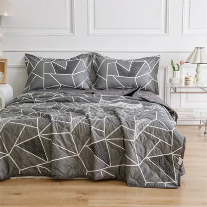 Mint green daisy print quilt set bedroom diamond quilted bedding