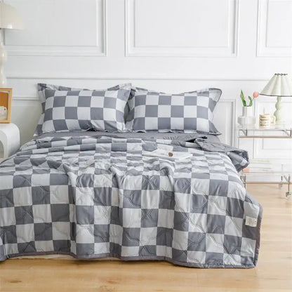 Mint green daisy print quilt set bedroom diamond quilted bedding